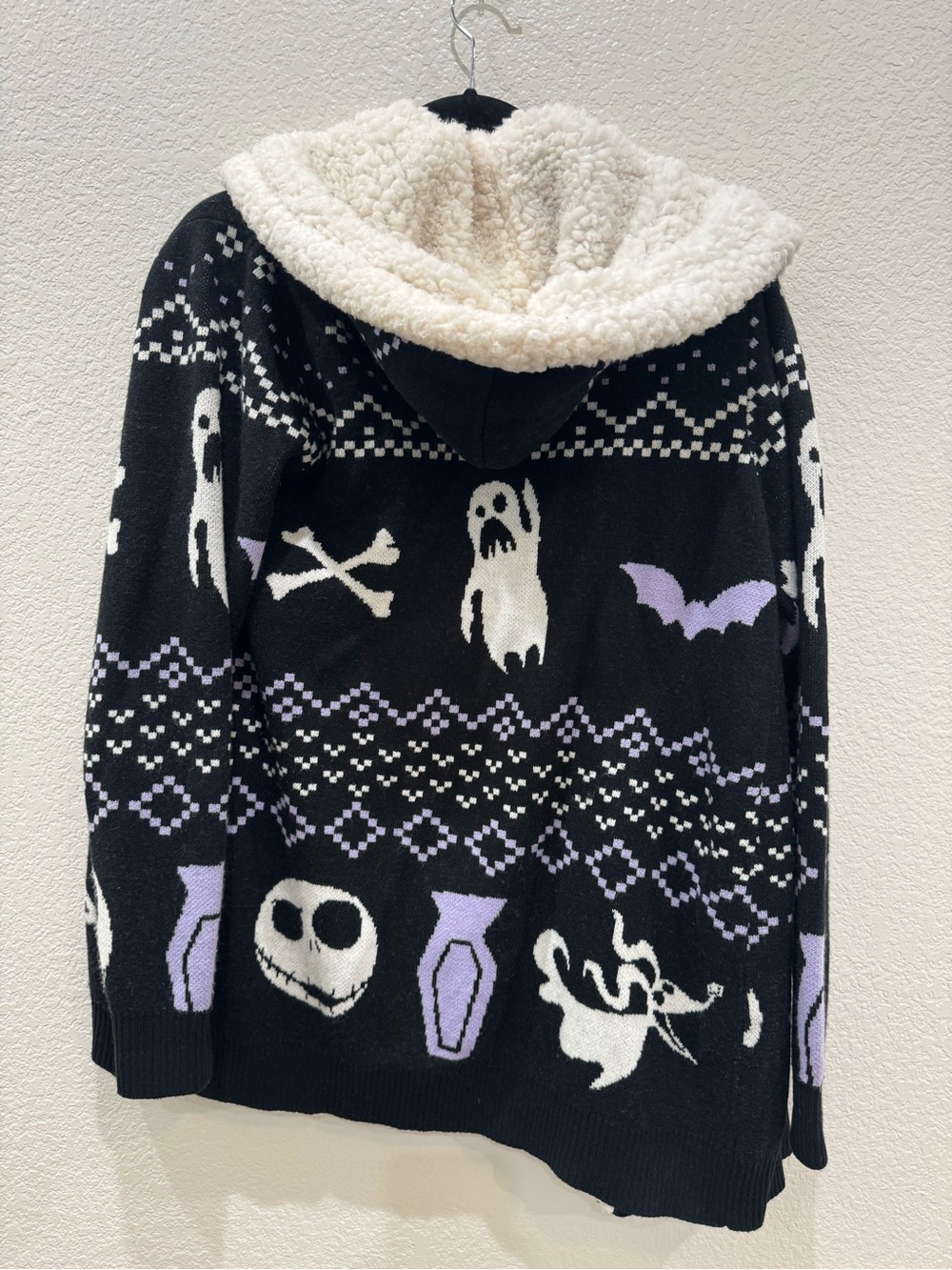 Disney Nightmare Before Christmas Hooded Cardigan Sherpa XL Halloween Goth - Picture 8 of 8